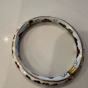 Vintage Floral   hand painted  Ceramic  Bangle  Bracelets Color White  good
